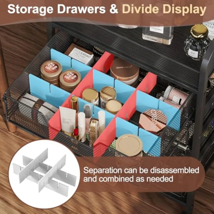 Makeup Cart Organizer with 4 Drawers Vanity Storage Organizer for Large Floor Skincare Organizers Cosmetics Display Cases to Ke