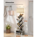 6 Tier Tree Bookshelf with Integrated Lighting Narrow Tall Floor Standing Bookcase Tower for Efficient Storage in Living Room B